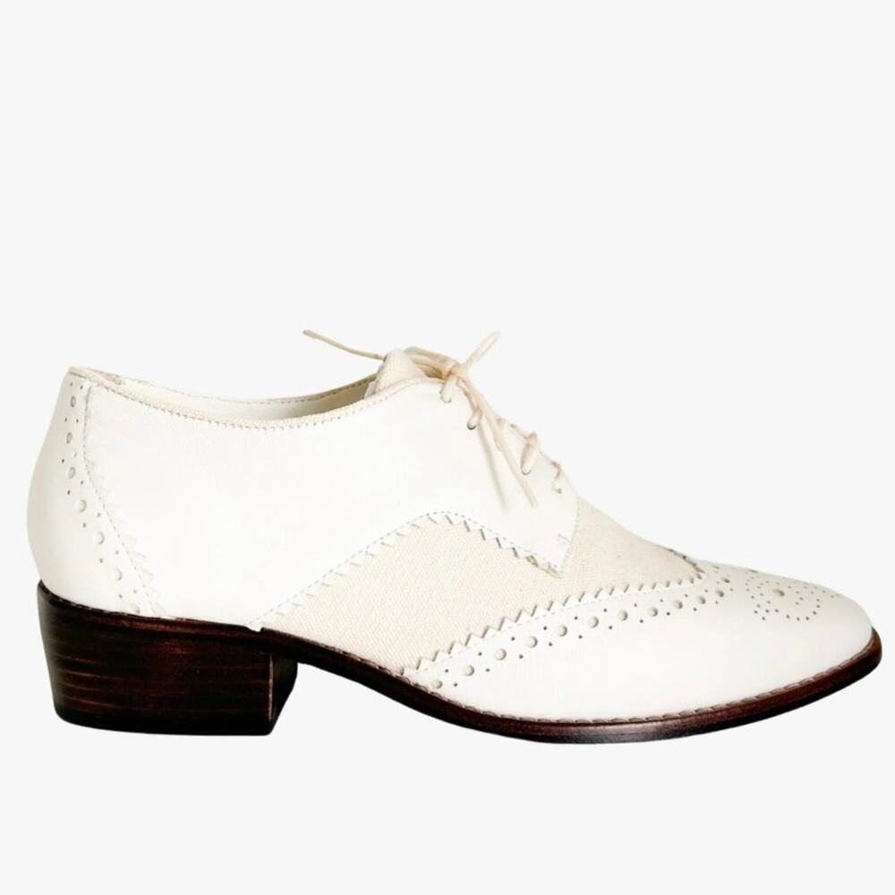Zimmermann Shoes Oxfords Size 7.5 38 Ivory Heeled Luxury Brogues NIB Coquette